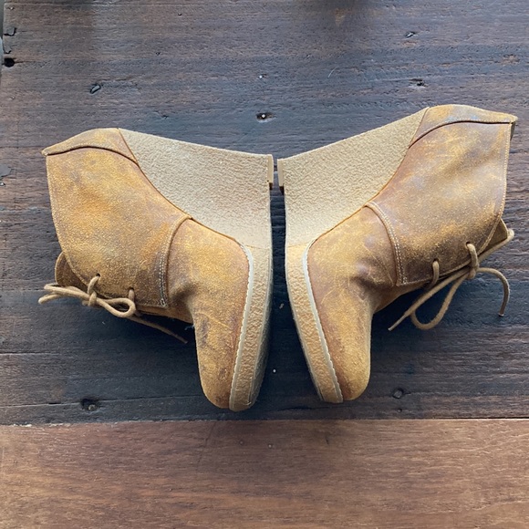 Enzo Anglioni Wedge High Heels Eaflory Rubber Booties Ankle Boots Camel Suede - Picture 7 of 10